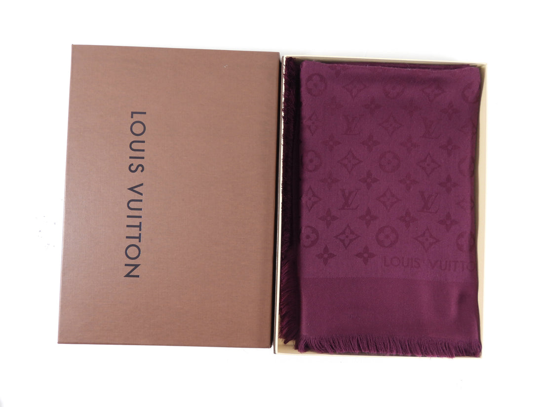 Louis Vuitton Burgundy Bordeaux Monogram Classic Shawl Scarf