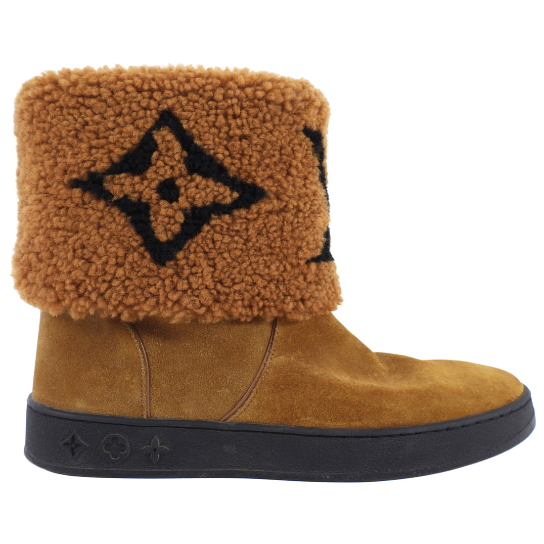 Louis Vuitton Brown Suede and Shearling Monogram Giant Snowdrop Boots - 37