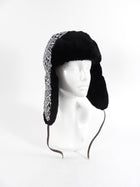 Louis Vuitton Black and White 1854 Brocade Beaver Fur Trim Trapper Hat - S