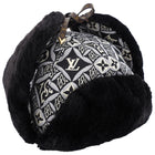 Louis Vuitton Black and White 1854 Brocade Beaver Fur Trim Trapper Hat - S
