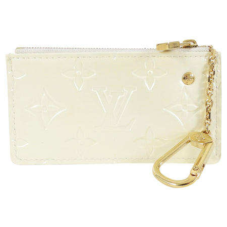 Louis Vuitton Ivory Perle Vernis Monogram Zip Key Pouch