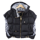 Louis Vuitton Black and White Crop Puffer Zip Hooded Vest - FR36