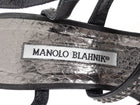 Manolo Blahnik Silver Studded Black Leather High Heel Sandals - 37.5
