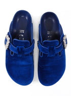 Birkenstock x Manolo Blahnik Blue Velvet Boston Crystal Clogs - 37