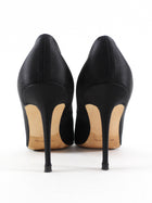 Manolo Blahnik Black Silk Satin Crystal Nadira Heels - 36.5 / 37