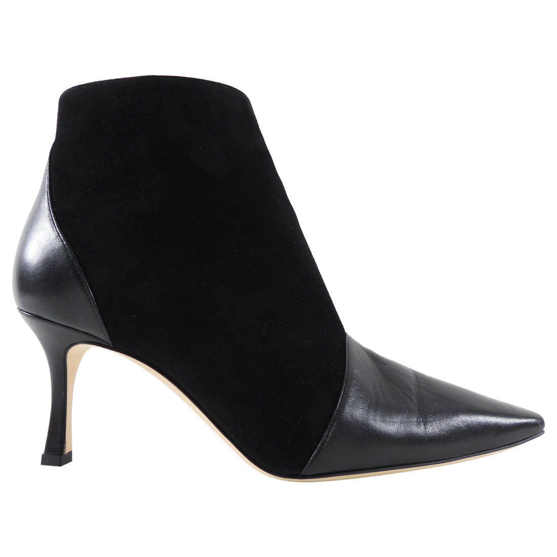 Manolo Blahnik Black Suede Leather Cap Toe Ankle Boots - 37.5 / 7