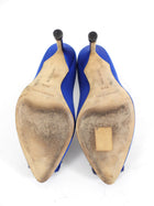 Manolo Blahnik Hangisi Blue Satin Jewel Buckle Pumps - 34.5