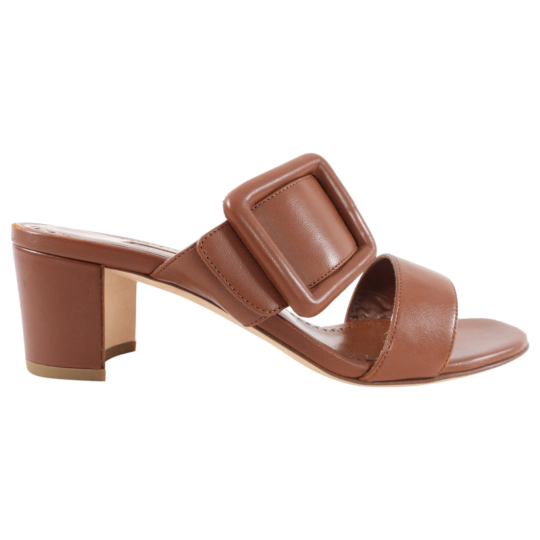 Manolo Blahnik Brown Leather Buckle Sandals - 37