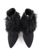 Manolo Blahnik Oterala Black Silk Satin Feather Heels - 38