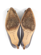Manolo Blahnik Smoke Grey Silk Crystal Hangisi Pumps - 35.5