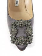 Manolo Blahnik Smoke Grey Silk Crystal Hangisi Pumps - 35.5
