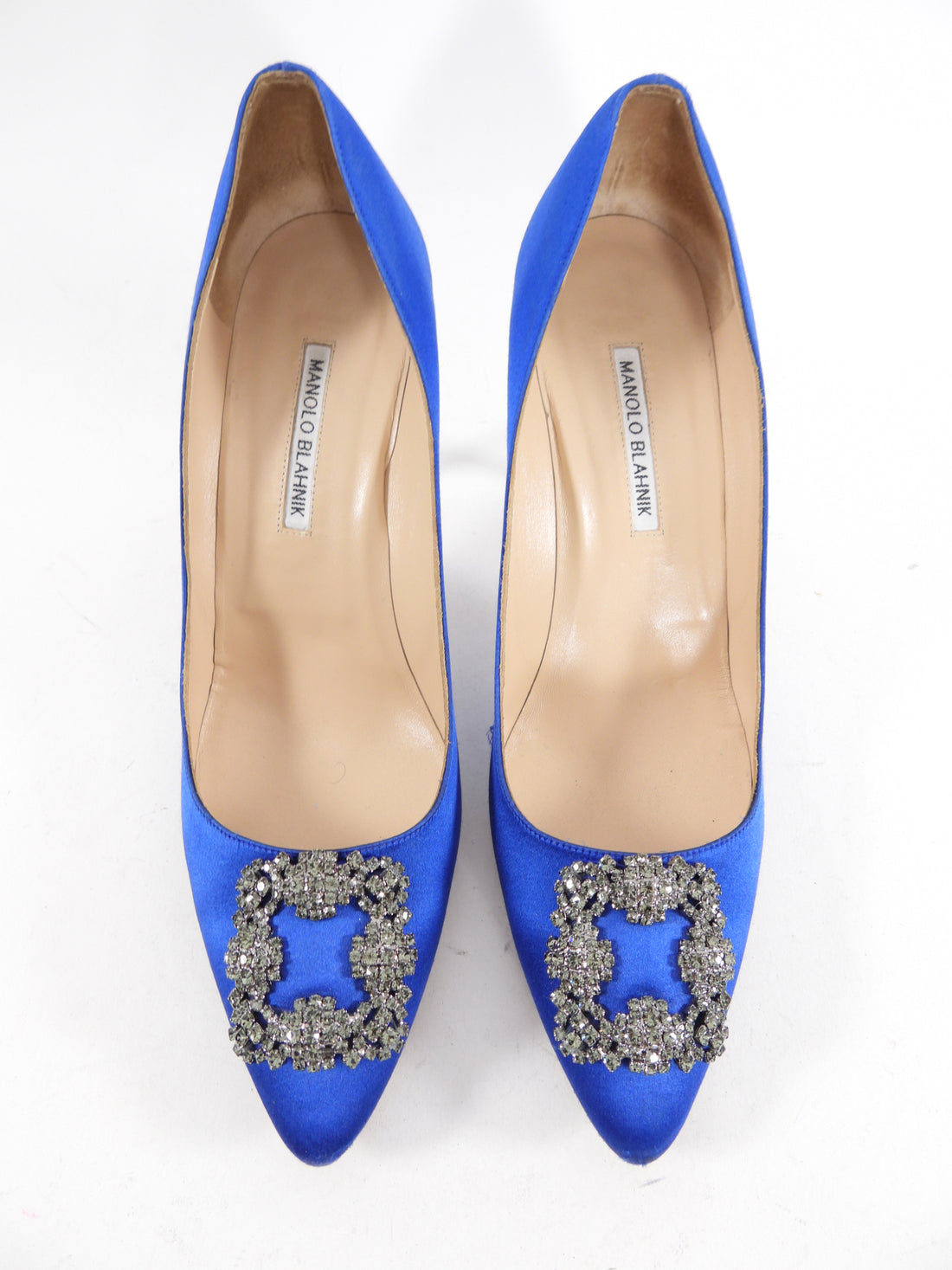 Manolo Blahnik Blue Satin Hangisi Pumps - 42