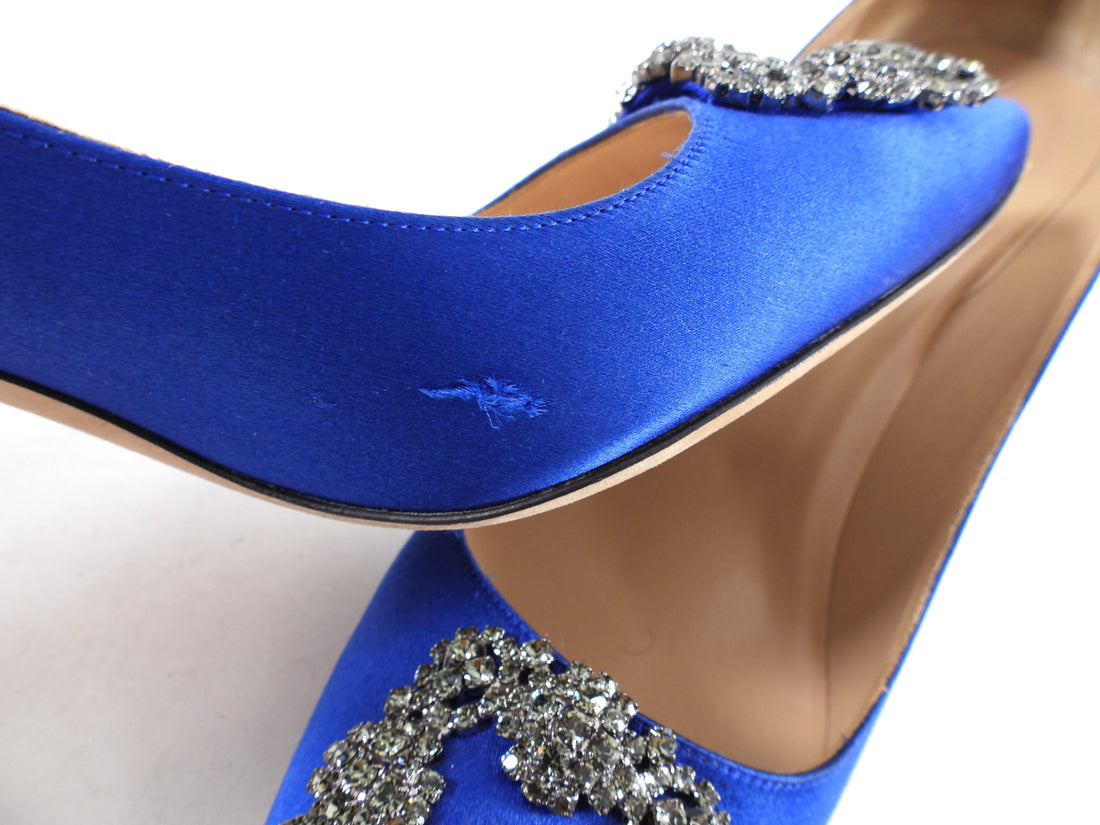 Manolo Blahnik Blue Satin Hangisi Pumps - 42