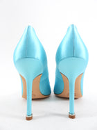 Manolo Blahnik Turquoise Silk Hangisi 105 Pumps - 36