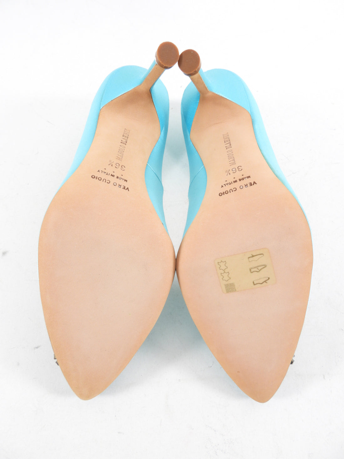 Manolo Blahnik Turquoise Silk Hangisi 105 Pumps - 36