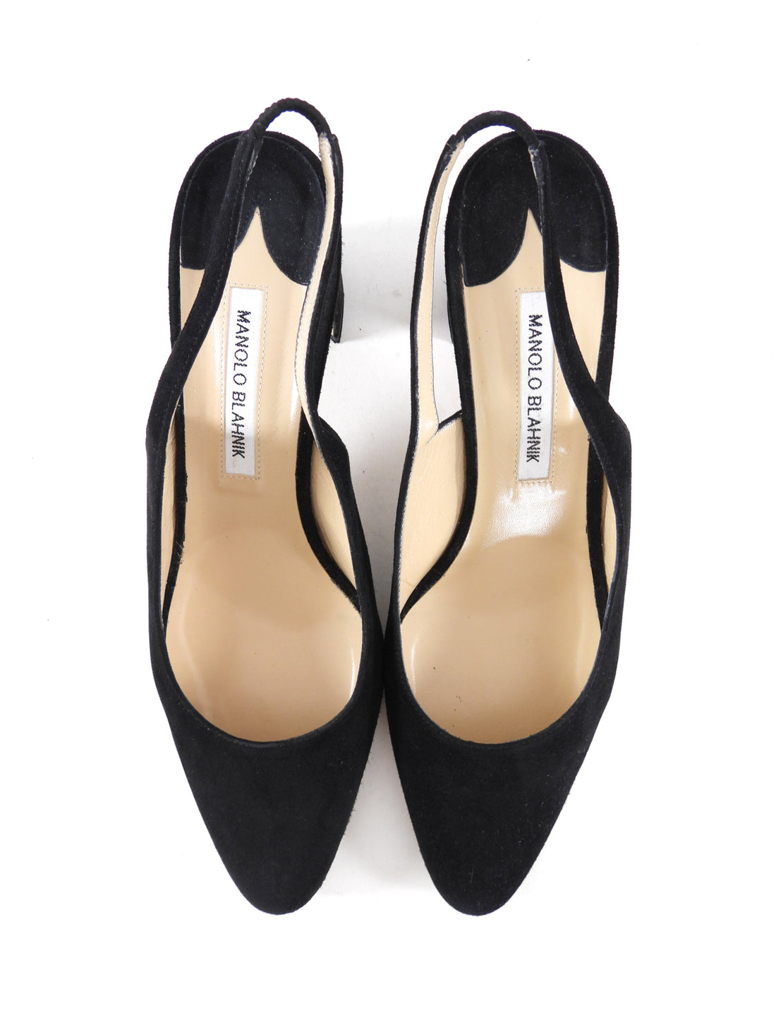 Manolo Blahnik Black Suede Block Heel Slingback Pumps - 40