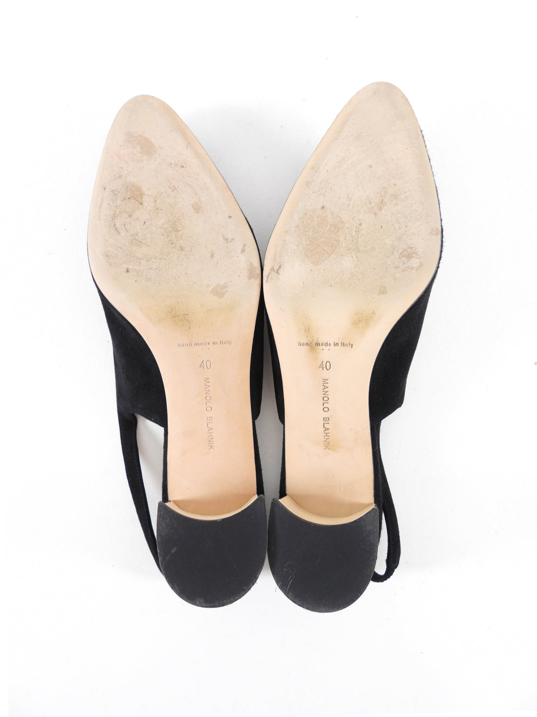 Manolo Blahnik Black Suede Block Heel Slingback Pumps - 40