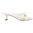 Jimmy Choo Ivory Leather Knot Kitten Keel Mule - 37