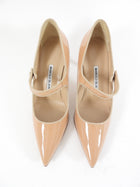 Manolo Blahnik Nude Patent Campari 70 Mary Jane Heels - 36.5