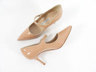 Manolo Blahnik Nude Patent Campari 70 Mary Jane Heels - 36.5