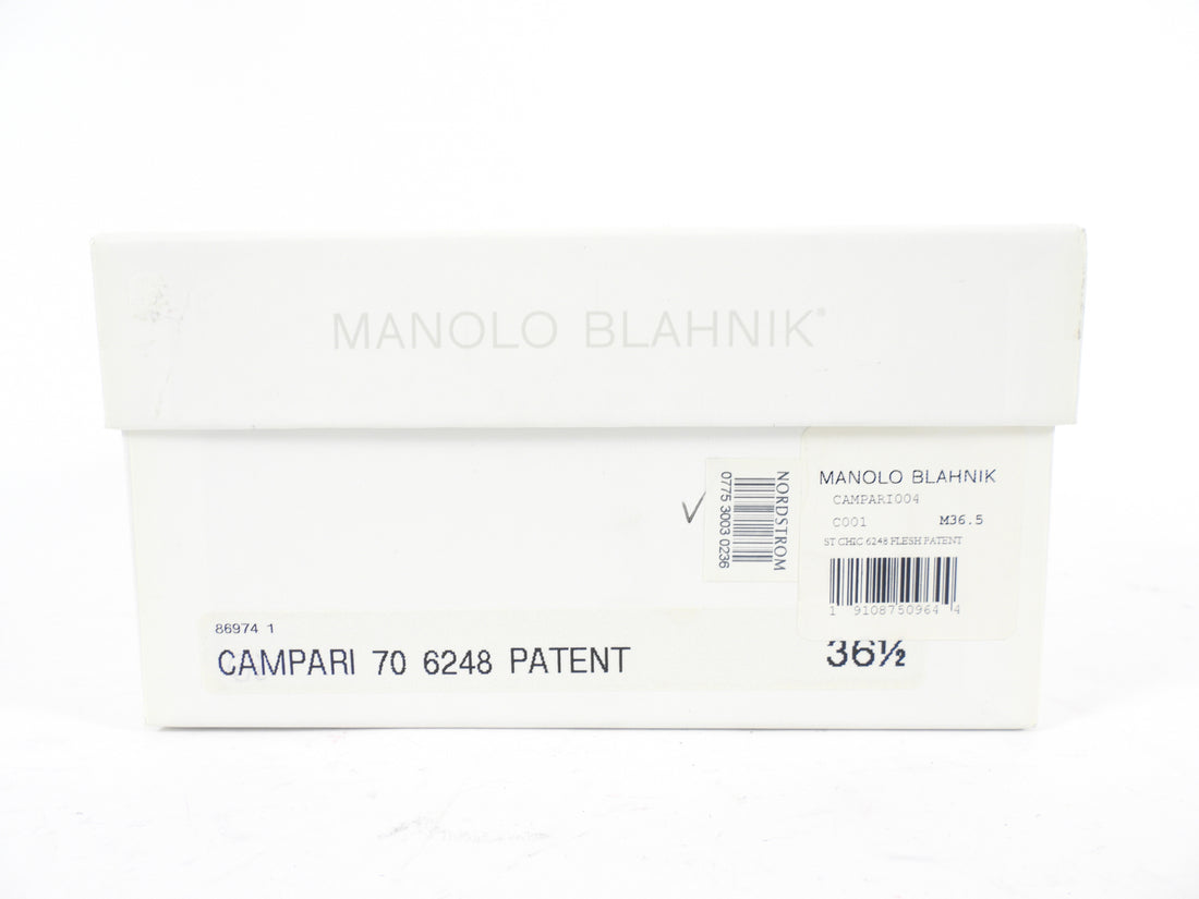 Manolo Blahnik Nude Patent Campari 70 Mary Jane Heels - 36.5