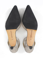 Manolo Blahnik Silver Metallic Python Jeweled Slingback Kitten Heels - 39 / 38.5