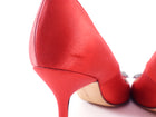 Manolo Blahnik Red Silk Satin Crystal Hangisi Pumps - 37