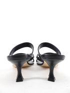 Manolo Blahnik Black Leather Thong Heel Sandals - 37