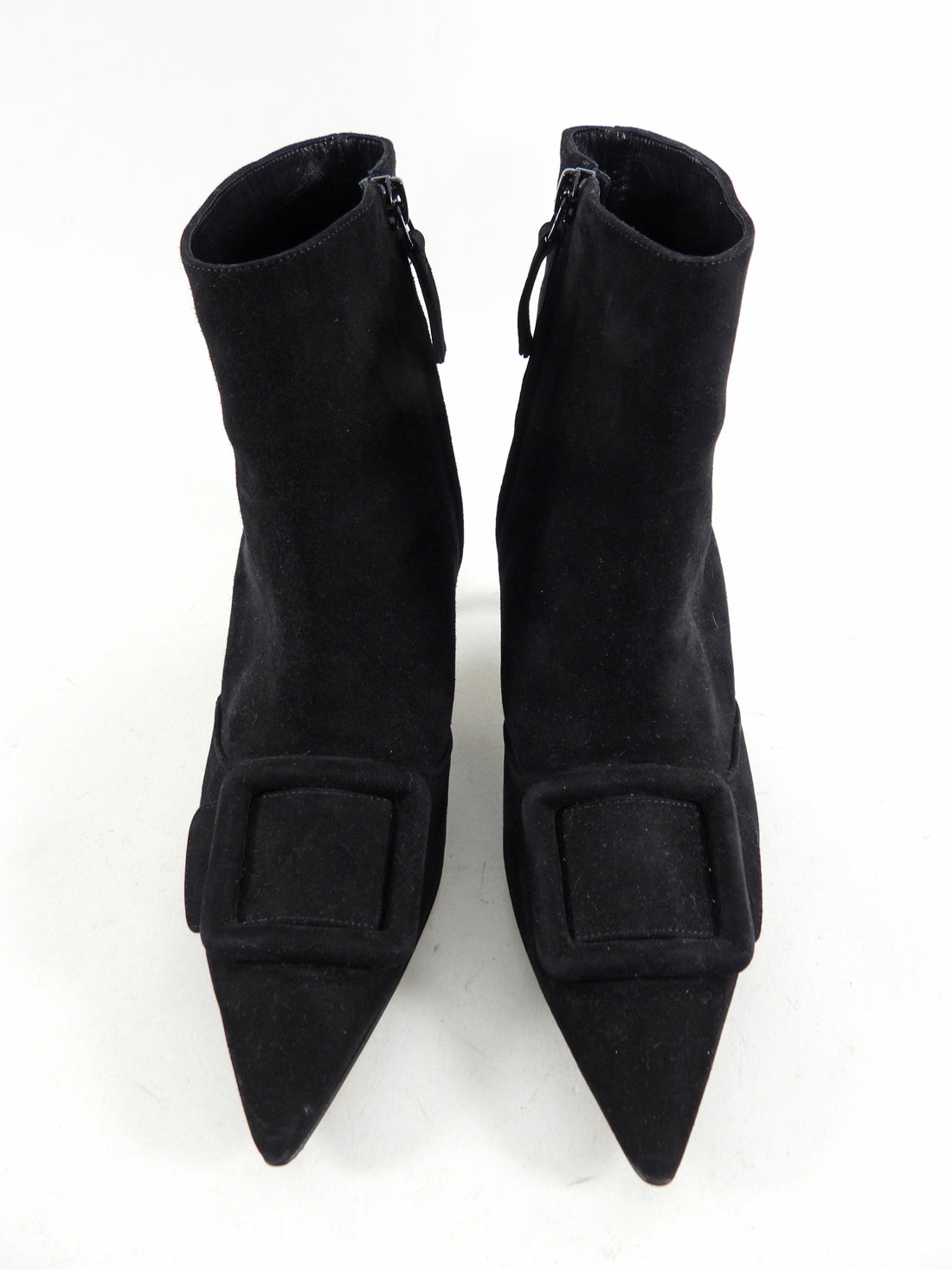 Manolo Blahnik Black Suede Buckle Ankle Boots - 37