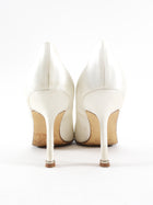 Manolo Blahnik White Silk Satin Crystal Hangisi Pumps - 36.5 / 37