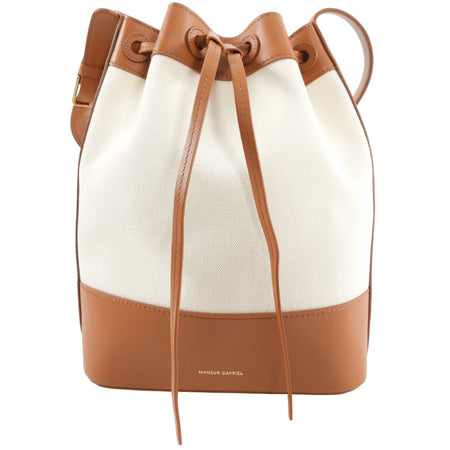 Mansur Gavriel Canvas and Natural Leather Drawstring Bucket Bag