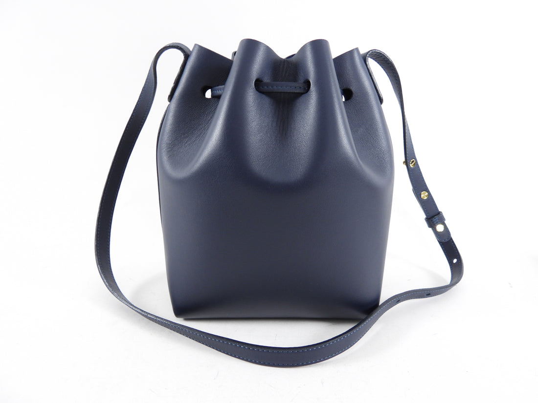 Mansur Gavriel Mini Navy Drawstring Bucket Bag