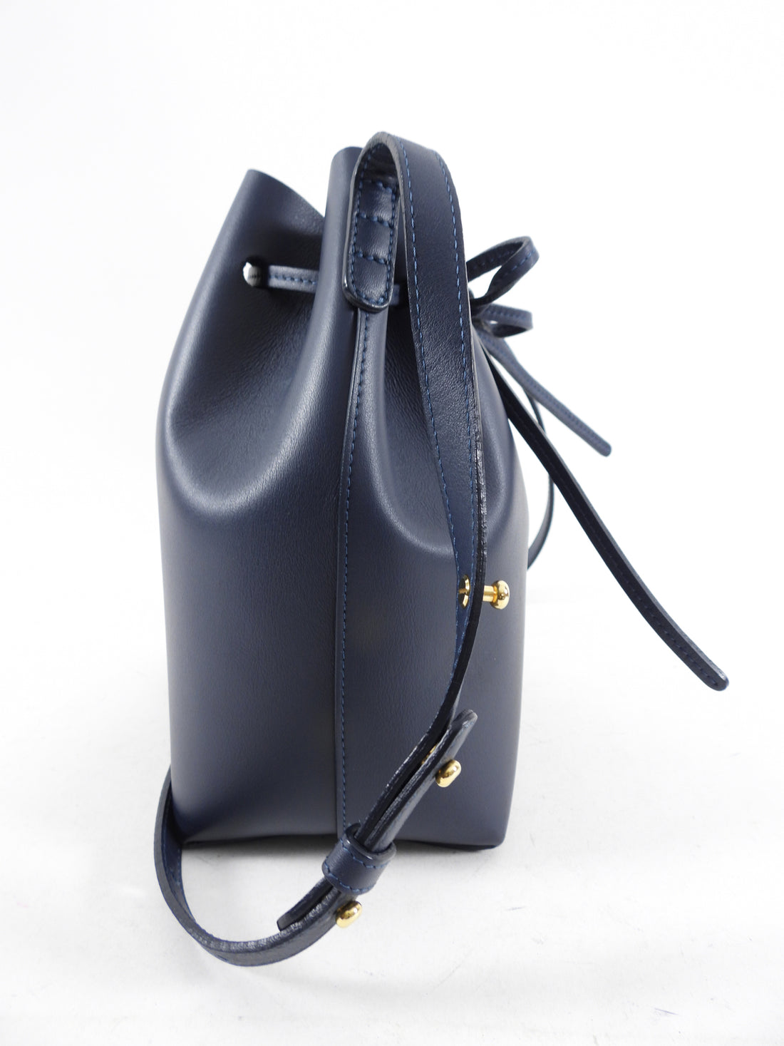 Mansur Gavriel Mini Navy Drawstring Bucket Bag