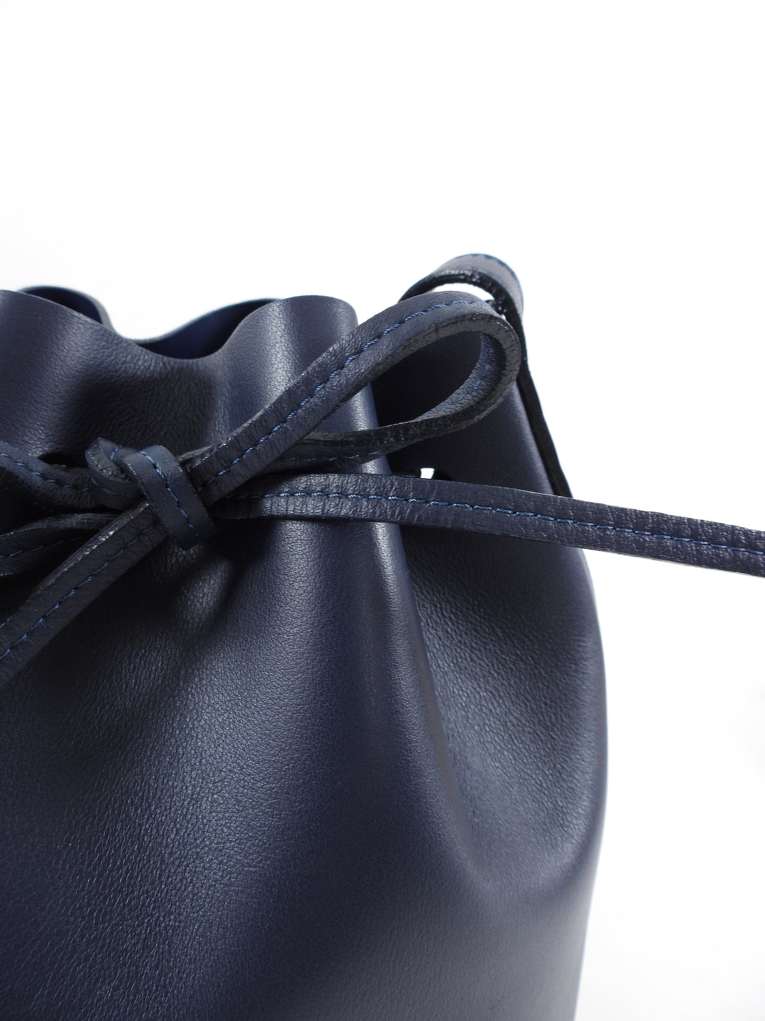 Mansur Gavriel Mini Navy Drawstring Bucket Bag