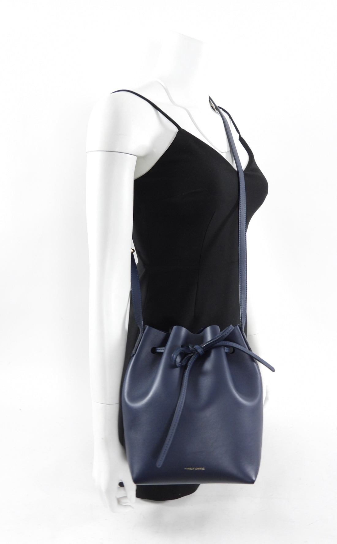 Mansur Gavriel Mini Navy Drawstring Bucket Bag