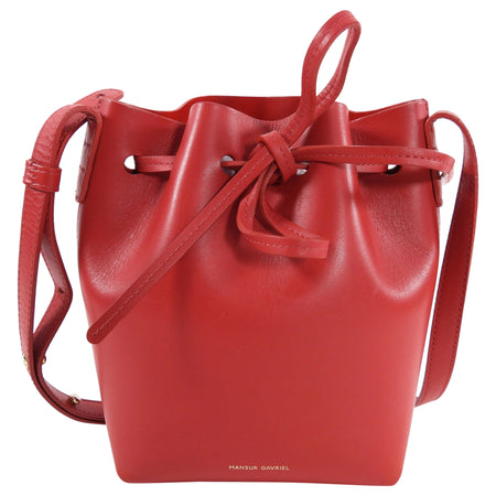 Mansur Gavriel Red Mini Mini Drawstring Bucket Bag