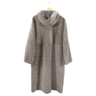 Manzoni 24 Taupe Shearling and Brown Houndstooth Reversible Hooded Coat - IT40 / USA S