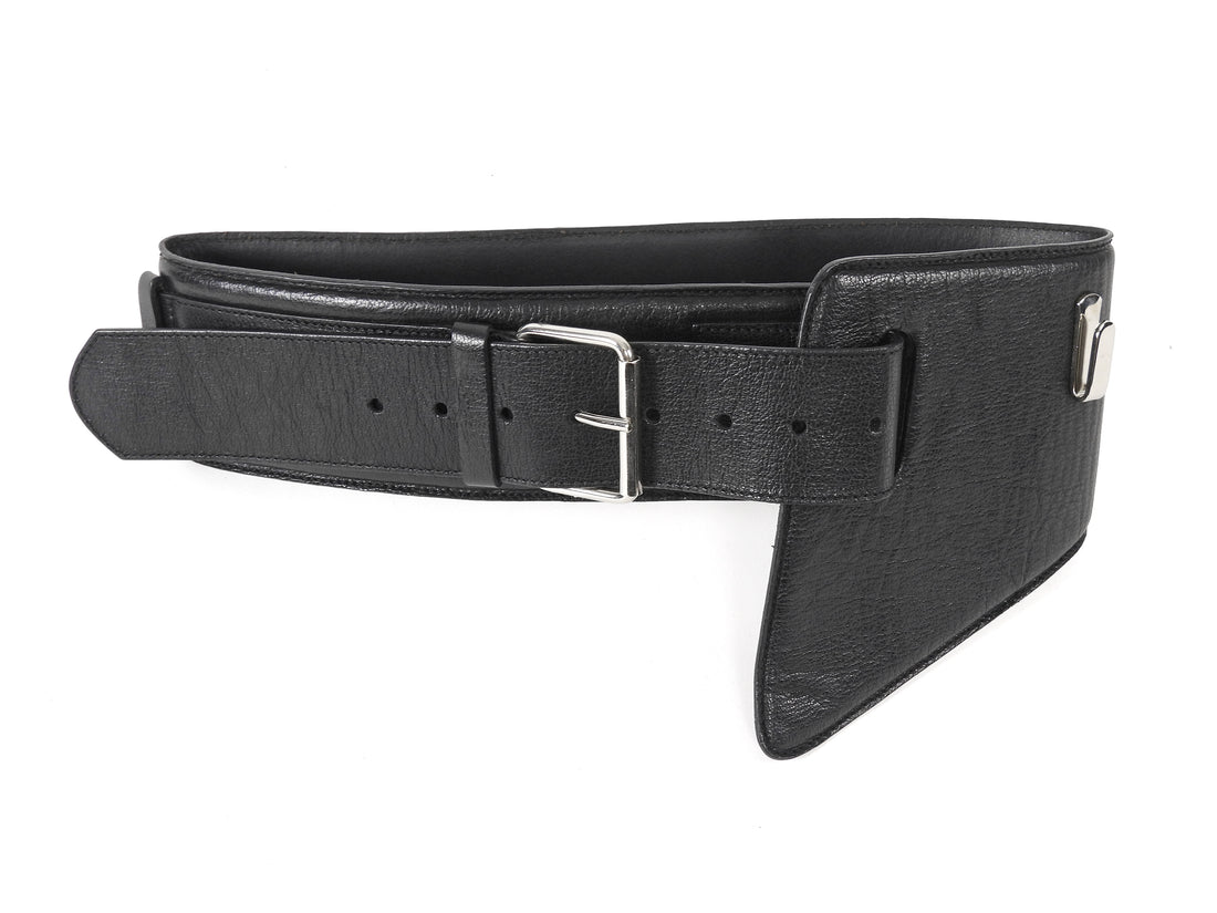 Maison Martin Margiela Black Leather Asymmetrical Waist Belt - 75