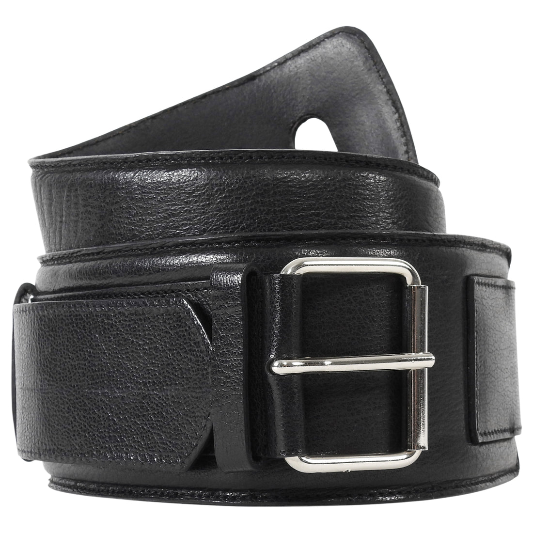 Maison Martin Margiela Black Leather Asymmetrical Waist Belt - 75