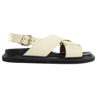 Marni Off-White Leather Fussbet Crossover Slingback Sandals - 39.5