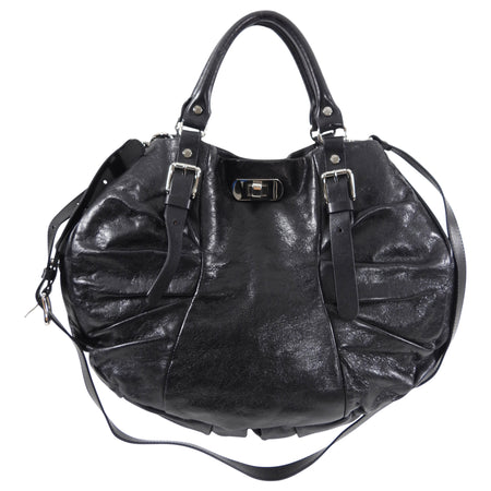 Marni Black Leather Two-Way Hobo Bag