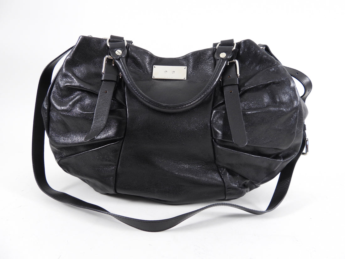 Marni Black Leather Two-Way Hobo Bag