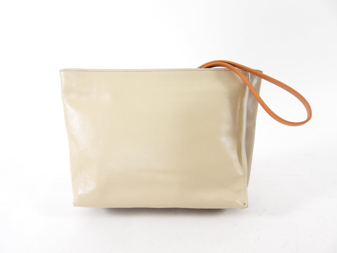 Marni Two Tone Beige Leather Off Museo Clutch Wristlet Bag