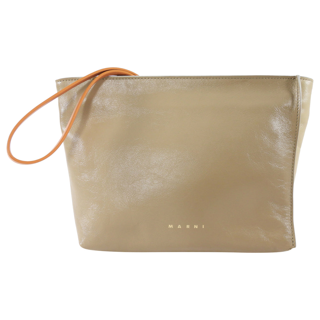 Marni Two Tone Beige Leather Off Museo Clutch Wristlet Bag
