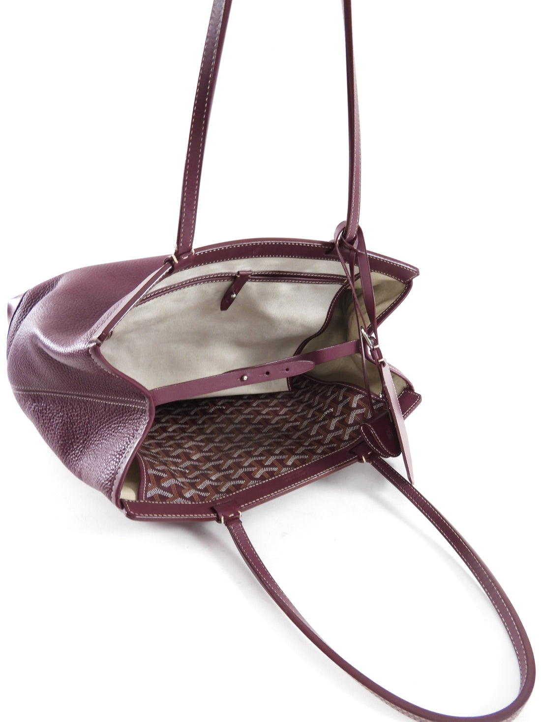 Goyard Plum Leather Goyardine Logo Bellechasse Biaude Shoulder Bag