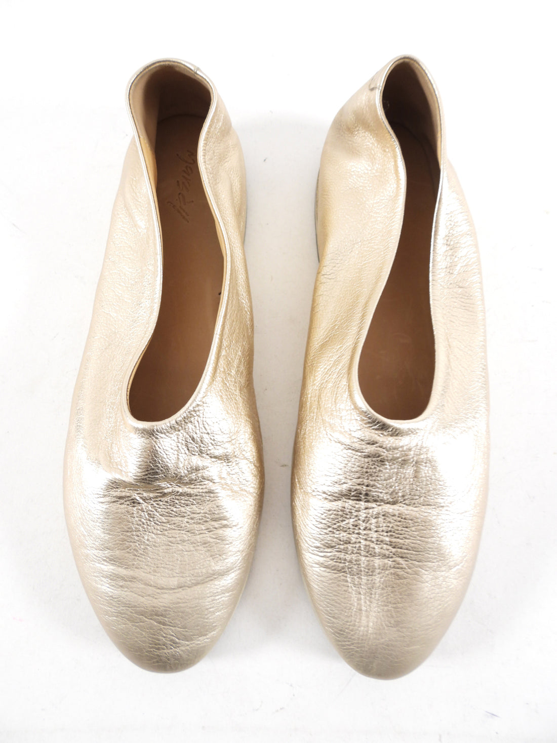 Marsell Coltellaccio Gold Metallic Leather Ballet Flat - 36 (fits EU37)