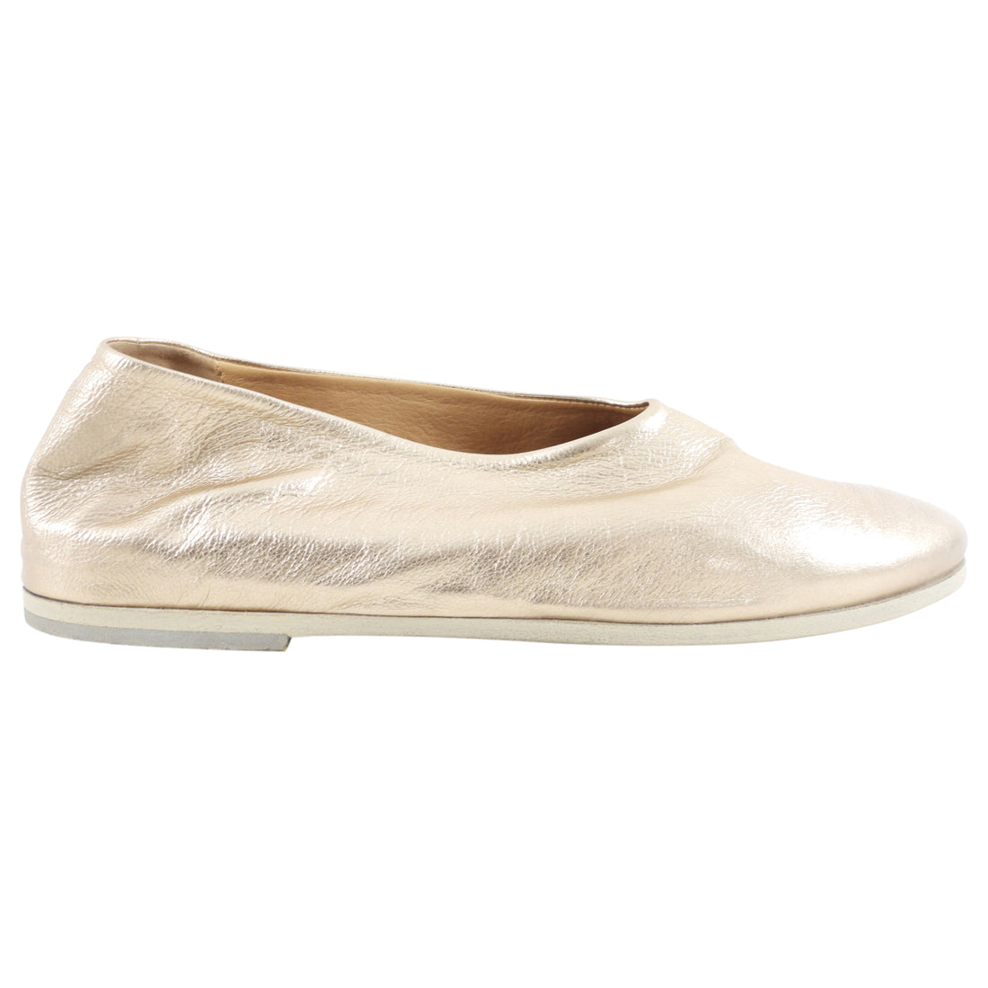 Marsell Coltellaccio Gold Metallic Leather Ballet Flat - 36 (fits EU37)