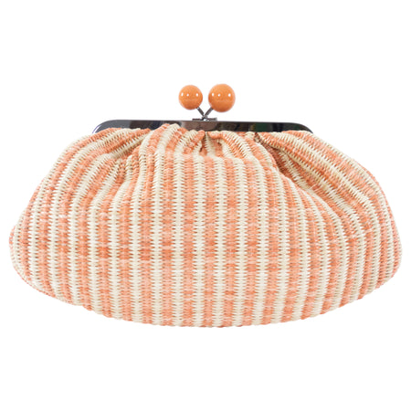 Max Mara Weekend Orange Striped Raffia Pasticcino Clasp Bag