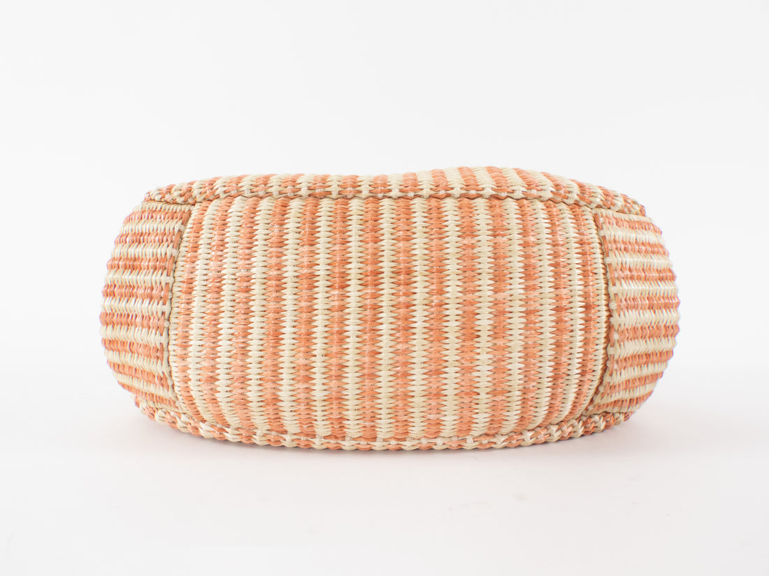 Max Mara Weekend Orange Striped Raffia Pasticcino Clasp Bag