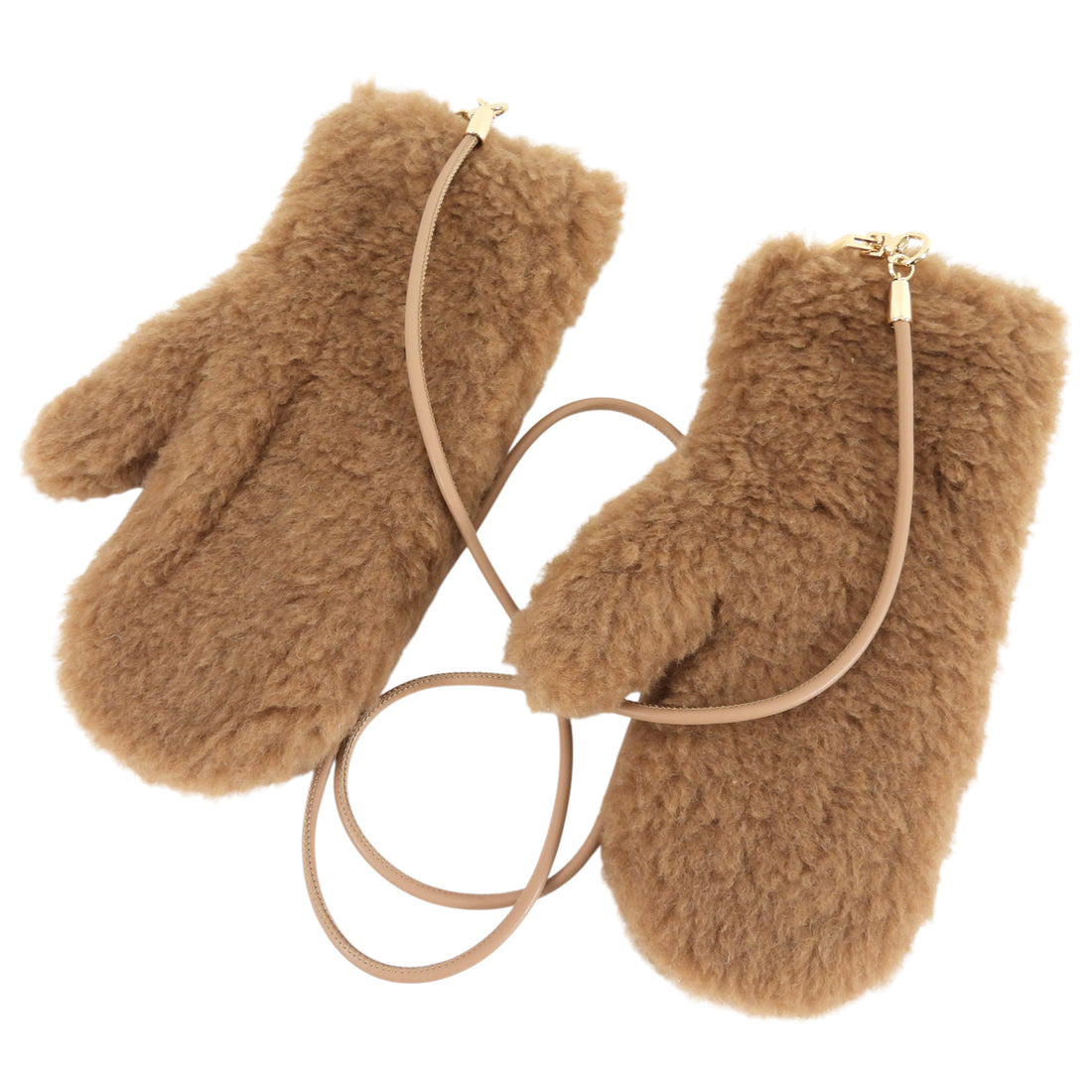 Max Mara Camel Teddy Fabric Mittens - SM